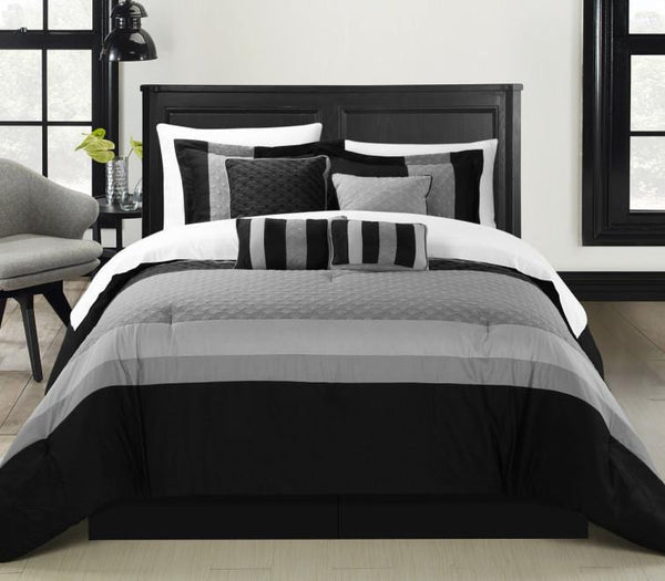 Chic Home Diamante 12 Piece Color Block Comforter Set