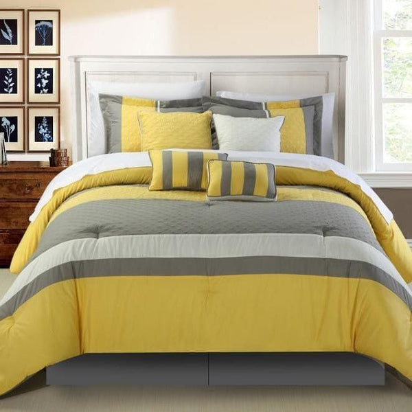 chic home Diamante 8 Piece Color Block Comforter Set