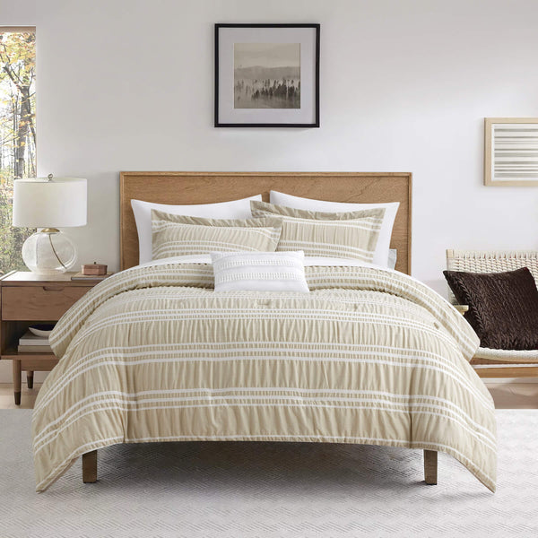chic home Emma 4 Piece Striped Seersucker Comforter Set