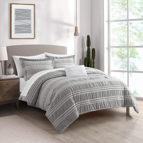 Chic Home Emma 8 Piece Striped Seersucker Comforter Set