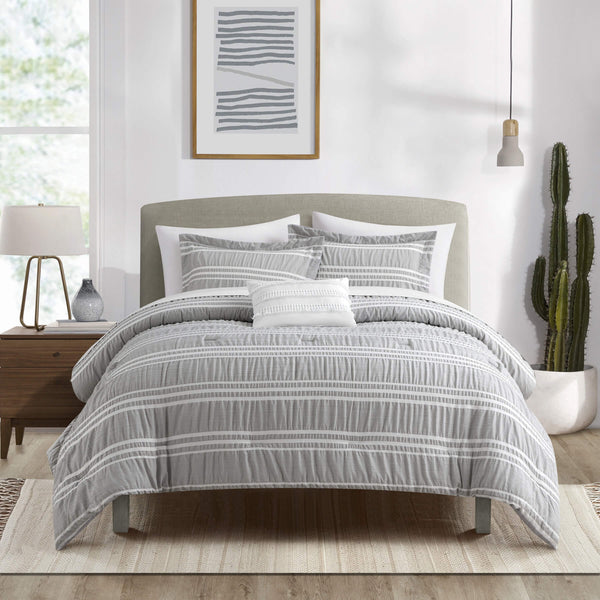 chic home Emma 8 Piece Striped Seersucker Comforter Set