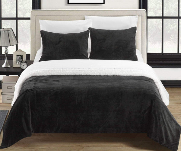 Chic Home Evie 3 Piece Blanket Set Ultra Plush Micro Mink Patchwork Stitched Bedding