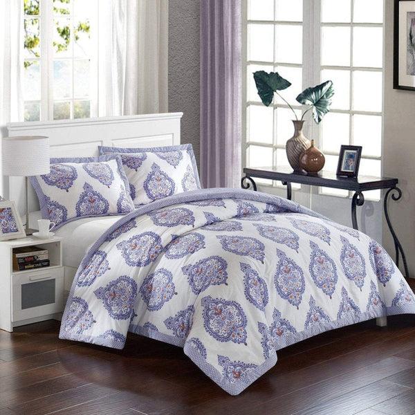chic home Grand Palace 3 Piece 100% Cotton Duvet Cover Set Reversible Global Inspired Print Lavender