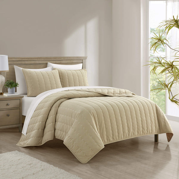 Chic Home Jalla 3 Piece Embroidered Corduroy Quilt Set