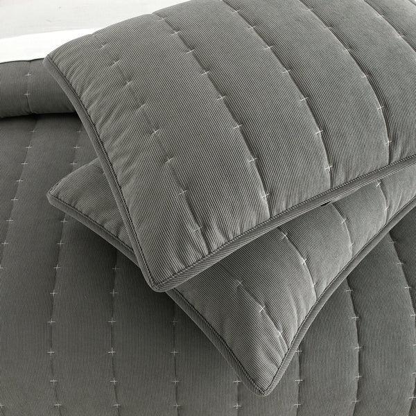 Chic Home Jalla 7 Piece Embroidered Corduroy Quilt Set