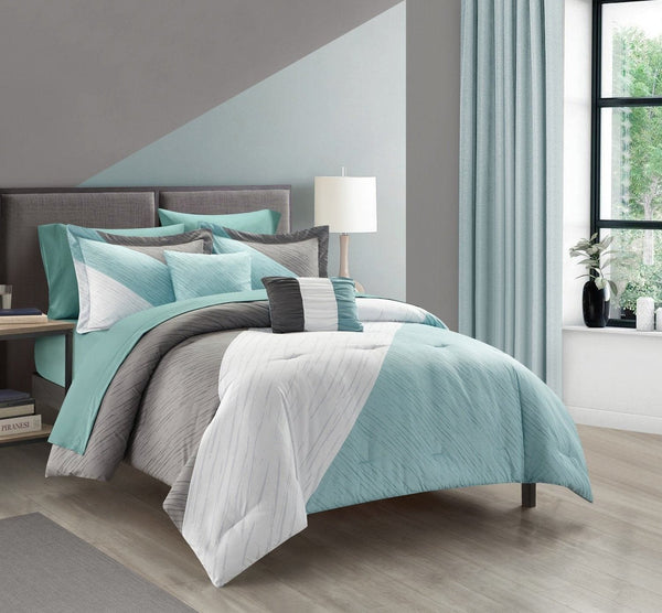 Chic Home Kinsley 9 Piece Color Block Comforter Set