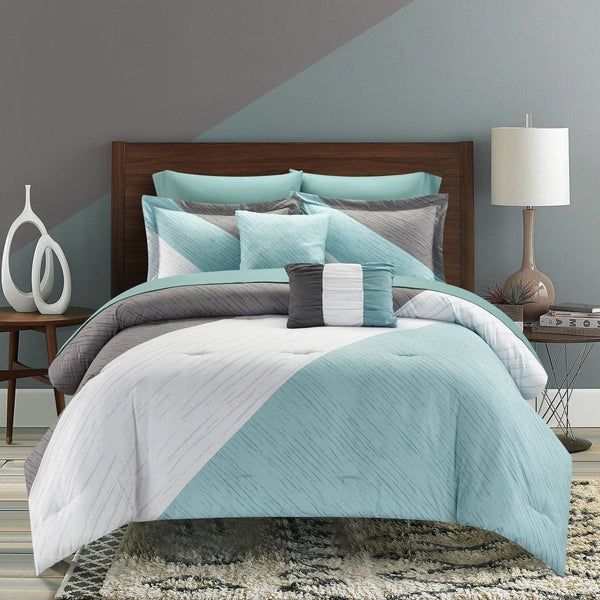 chic home Kinsley 9 Piece Color Block Comforter Set
