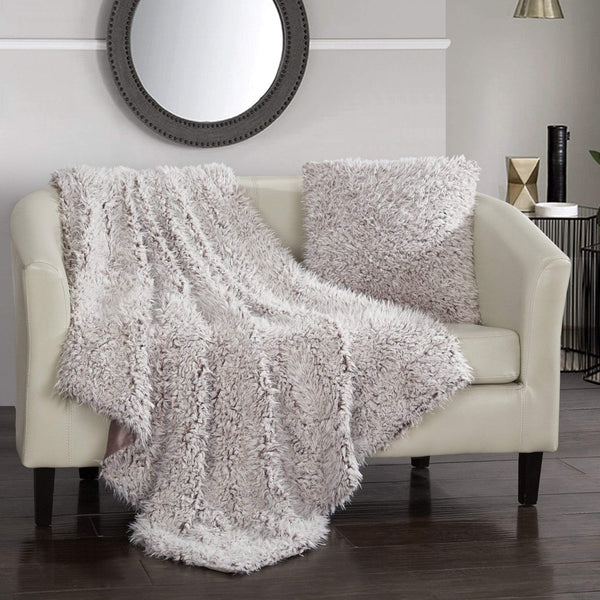 chic home Lambs Hill Faux Fur Throw Blanket And Pillow