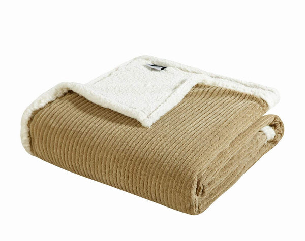 Chic Home Lancy Blanket 3 Piece Set Ultra Plush Micro Mink Sherpa Lined Textured Bedding Taupe