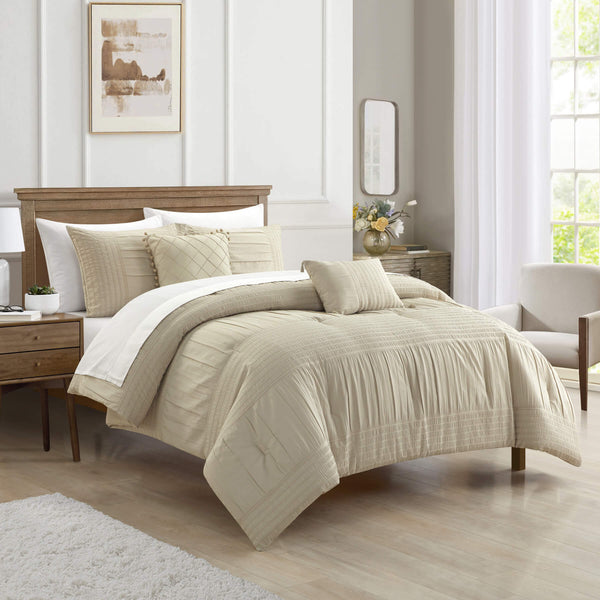 Chic Home Leona 5 Piece Pleated Seersucker Comforter Set