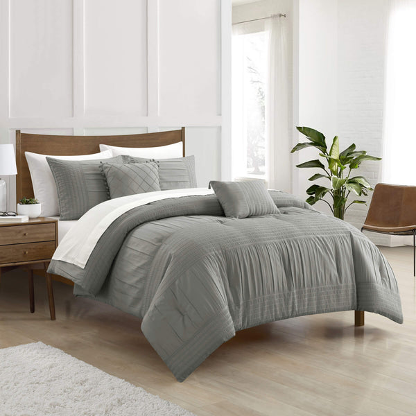 Chic Home Leona 9 Piece Pleated Seersucker Comforter Set