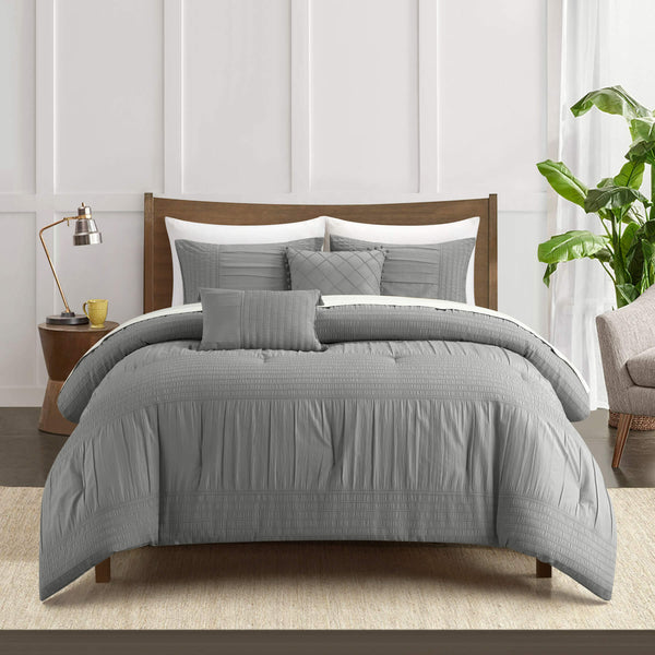 chic home Leona 9 Piece Pleated Seersucker Comforter Set