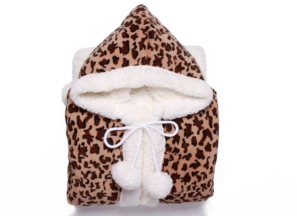 Chic Home Leopard Sherpa Snuggle Hoodie Wearable Blanket