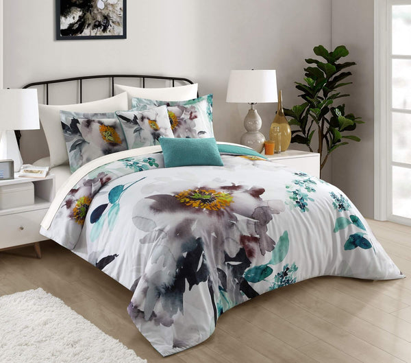 Chic Home Lexie 5 Piece Watercolor Floral Comforter Set