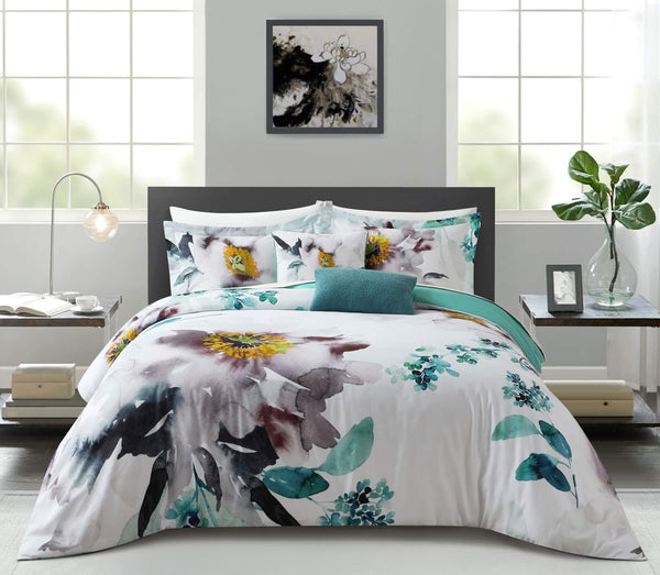 chic home Lexie 5 Piece Watercolor Floral Comforter Set