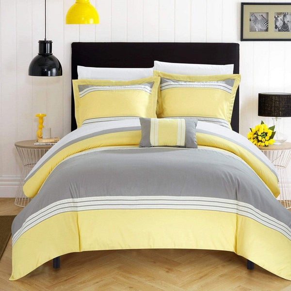 chic home Madison 4 Piece Color Block Duvet Cover Set