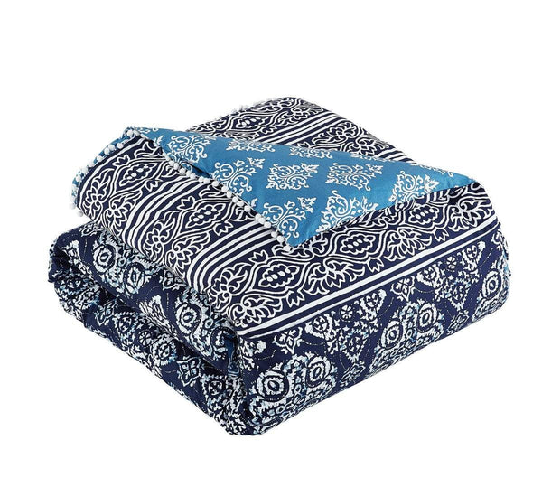 Chic Home Magical Medallion 3 Piece 100% Cotton Comforter Set Reversible Shibori Medallion Print Navy