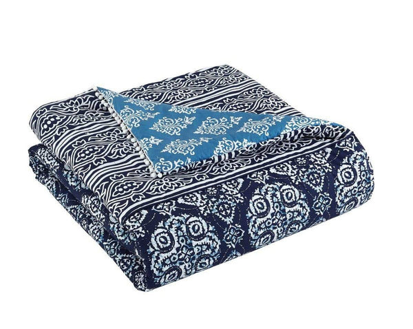 Chic Home Magical Medallion 3 Piece 100% Cotton Duvet Cover Set Reversible Shibori Medallion Navy