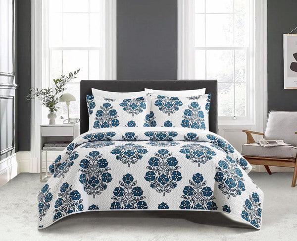 chic home Morris 3 Piece Floral Medallion Print Quilt Set