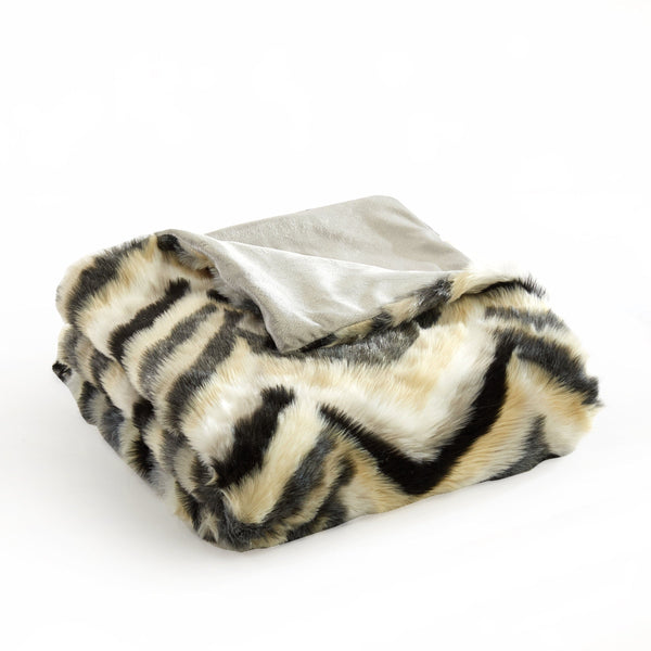 Chic Home Orna Throw Blanket Striped Chevron Shaggy Faux Fur Design