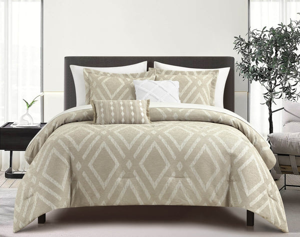 chic home Priam 5 Piece Chenille Jacquard Comforter Set