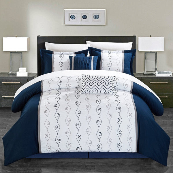 chic home Priston 10 Piece Embroidered Comforter Set