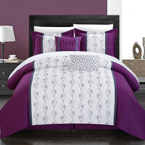 chic home Priston 6 Piece Embroidered Comforter Set