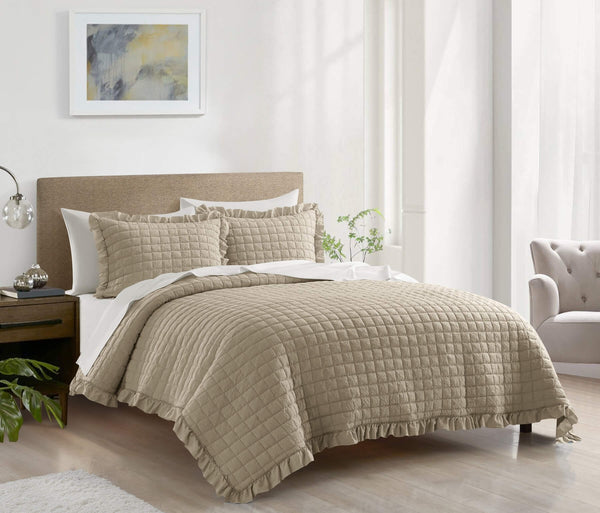 Chic Home Revel 3 Piece Diamond Stitched Crinkle Quilt Set
