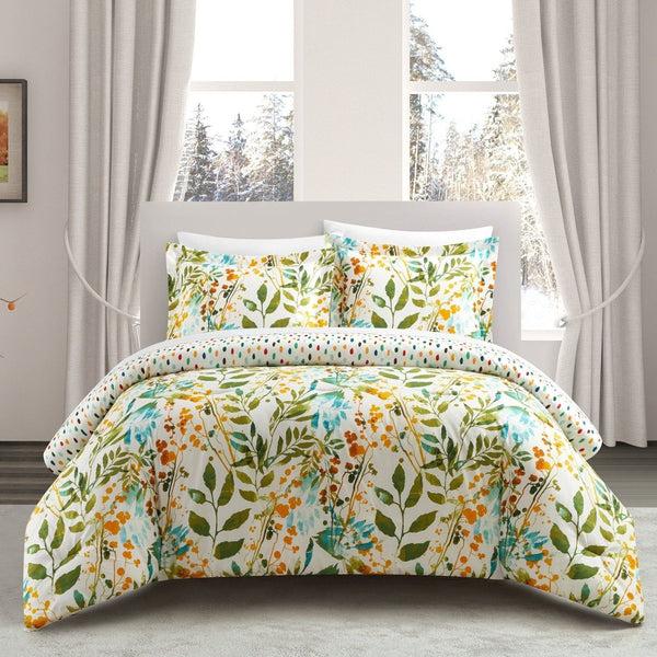 chic home Robin 7 Piece Reversible Floral Print Duvet Cover Set