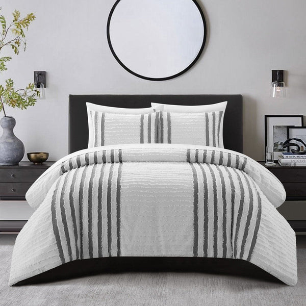 chic home Salma 3 Piece Cotton Jacquard Duvet Cover Set