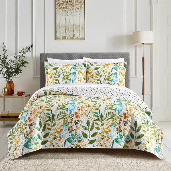 chic home Shea 3 Piece Reversible Floral Print Quilt Set