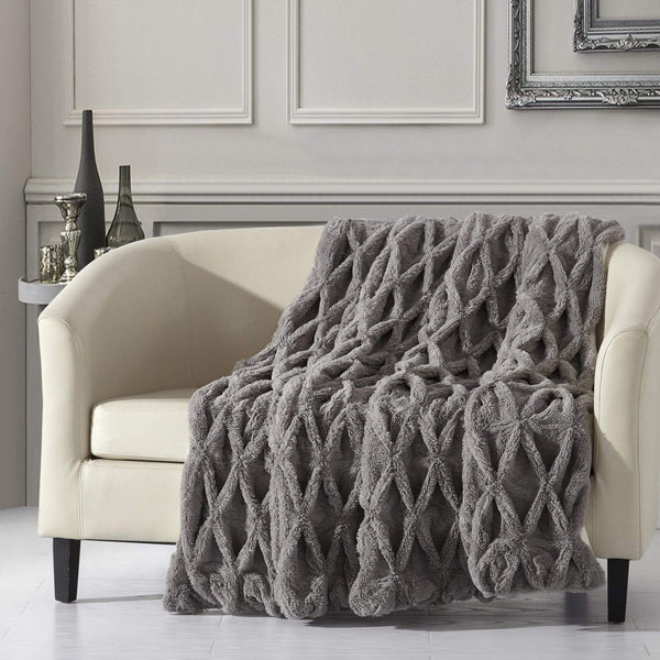 Chic Home Shifra Pinch Pleat Faux Fur Throw Blanket