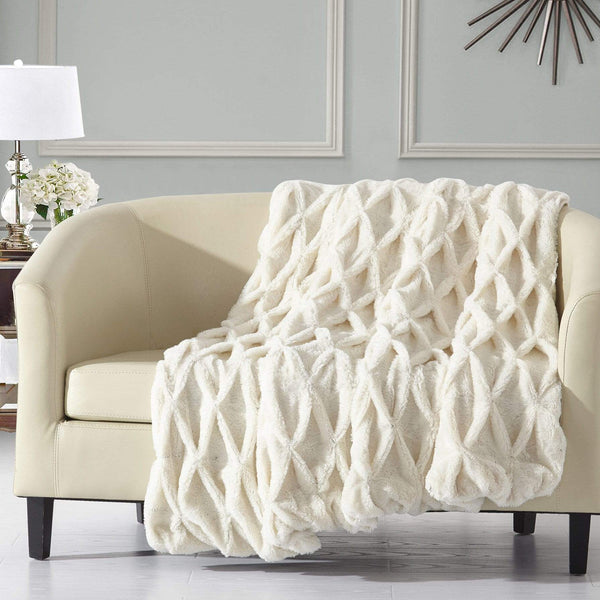 Chic Home Shifra Pinch Pleat Faux Fur Throw Blanket