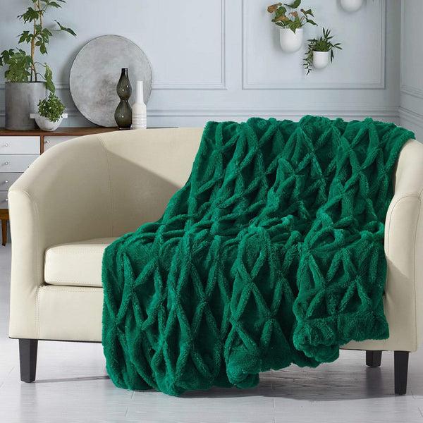 chic home Shifra Pinch Pleat Faux Fur Throw Blanket