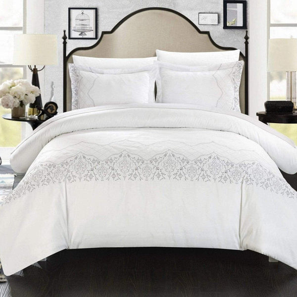 chic home Sophia 3 Piece Embroidered Duvet Cover Set