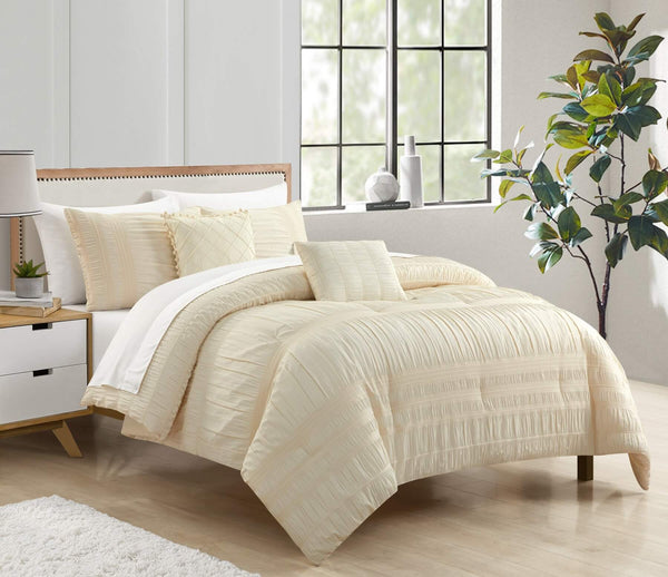 Chic Home Thalia 5 Piece Ruffled Striped Comforter Set