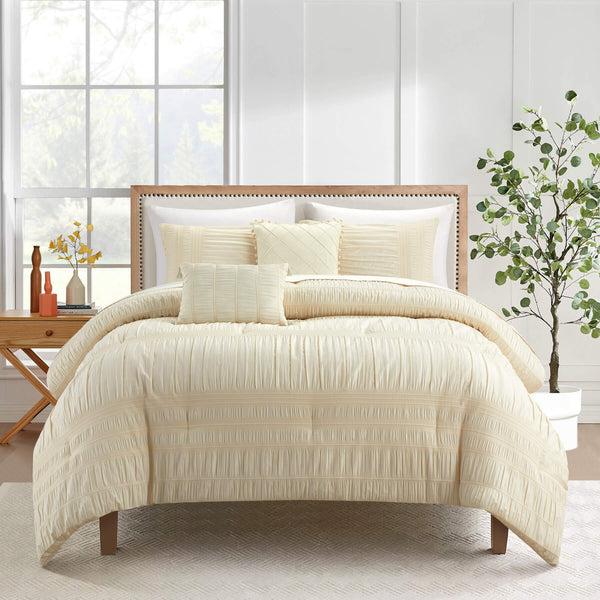 chic home Thalia 5 Piece Ruffled Striped Comforter Set