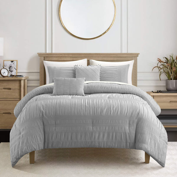 chic home Thalia 9 Piece Ruffled Striped Comforter Set