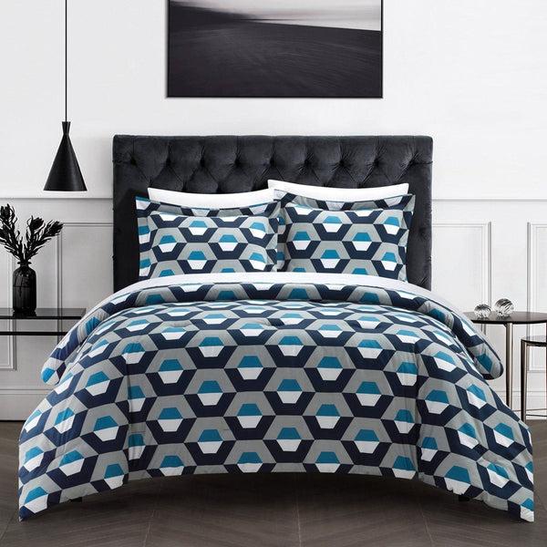 chic home Tudor 7 Piece Geometric Pattern Duvet Cover Set