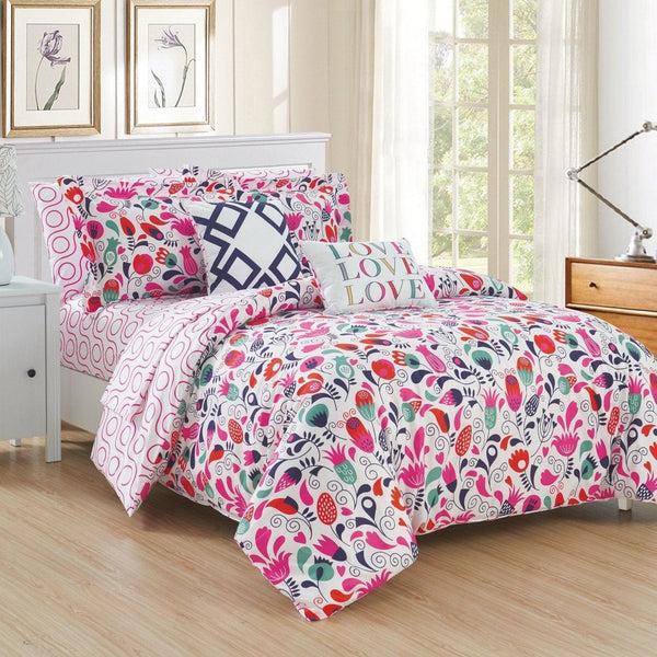 chic home Tulip Garden 9 Piece Floral Comforter Set
