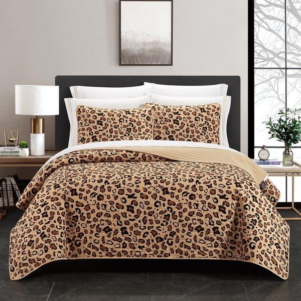 chic home Wild Cheeta 9 Piece Cheetah Print Quilt Set