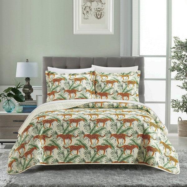 chic home Wild Safari 3 Piece Jungle Print Quilt Set