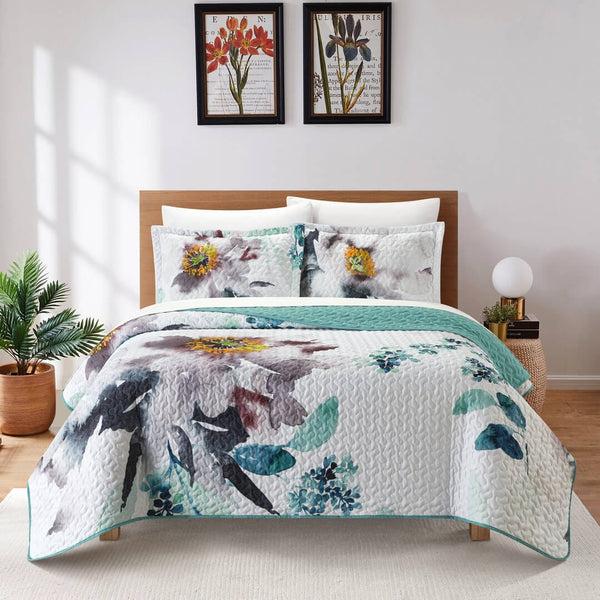 chic home Zariah 3 Piece Watercolor Floral Quilt Set