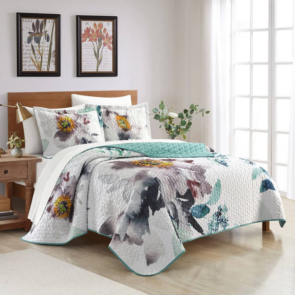 Chic Home Zariah 7 Piece Watercolor Floral Quilt Set
