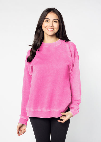 chicka d Burnout Crew Sweatshirt in Bubblegum Bubblegum