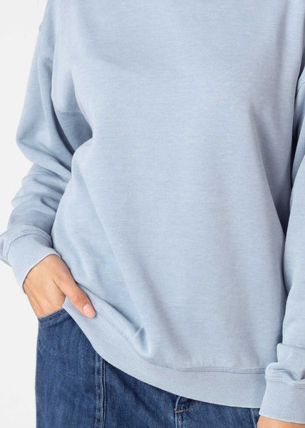 Chicka D Burnout Crew Sweatshirt In Faded Denim Faded Denim