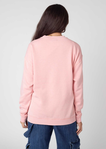 Chicka D Burnout Crew Sweatshirt In Urban Pink Urban Pink