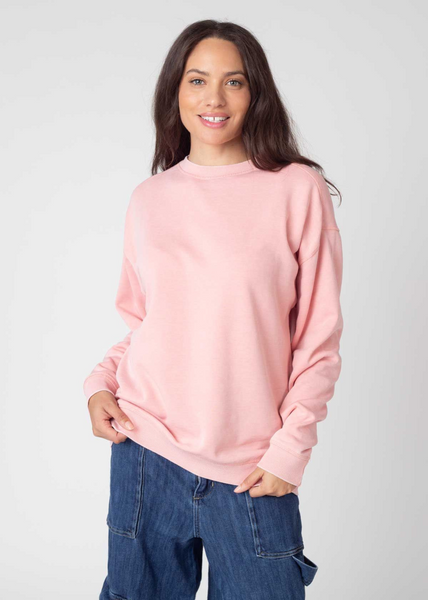 chicka d Burnout Crew Sweatshirt in Urban Pink Urban Pink
