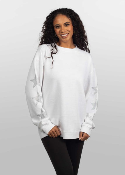 Chicka D Burnout Crew Sweatshirt With Rhinestone Sleeves S