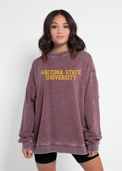 chicka d Campus Crew Sweatshirt Arizona State Sun Devils in Merlot S